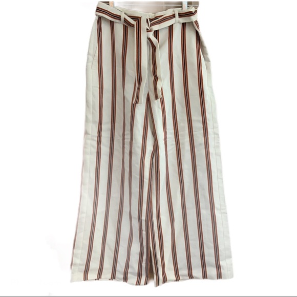 NEW Maje Cropped Striped Twill Wide Leg Pants M - Picture 5 of 8